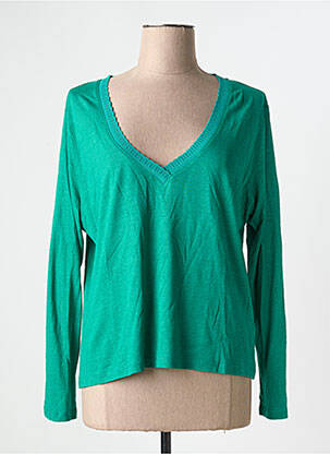 Pull coupe cintrée manches longues vert ARTLOVE femme