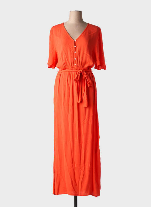 Robe longue manches courtes manches courtes orange ICHI femme