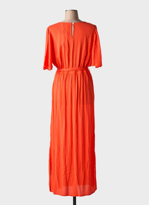 Robe longue manches courtes manches courtes orange ICHI femme