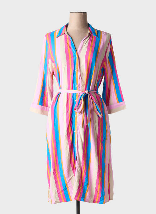 Robe mi-longue manches 3/4 manches 3/4 rose B.YOUNG femme
