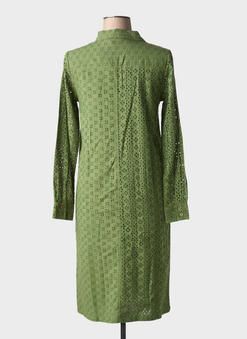 Robe mi-longue manches longues manches longues vert ICHI femme