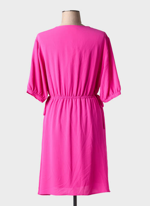 Robe mi-longue tissage crêpe manches courtes rose ARTLOVE femme