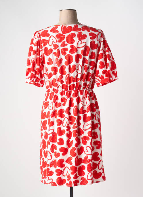 Robe mi-longue imprimé fantaisie manches courtes rouge IN APRIL 1986 femme