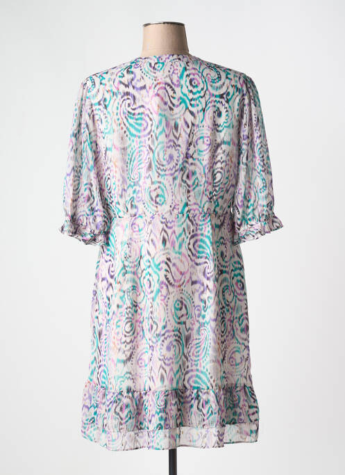 Robe mi-longue imprimé fantaisie manches courtes violet LPB femme