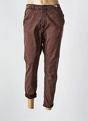 Pantalon slim taille élastique taille haute marron MELLY & CO femme