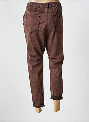 Pantalon slim taille élastique taille haute marron MELLY & CO femme