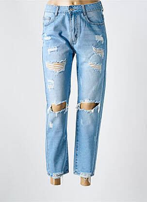 Jean coupe mom effet usé délavé taille haute bleu G-SMACK femme