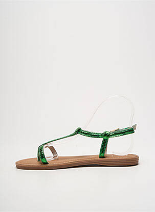 Tongs matière lisse talon plat jusqu'à 3cm vert LPB femme