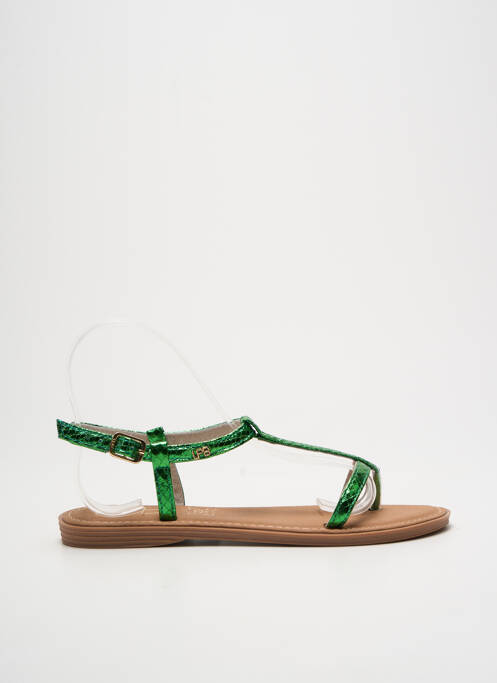 Tongs matière lisse talon plat jusqu'à 3cm vert LPB femme