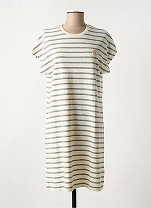 Robe mi-longue manches courtes manches courtes beige ROYAL MER femme