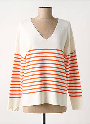 Pull col v manches longues orange ROYAL MER femme