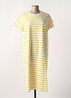 Robe mi-longue manches courtes manches courtes jaune ROYAL MER femme