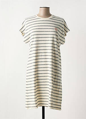 Robe mi-longue manches courtes manches courtes beige ROYAL MER femme