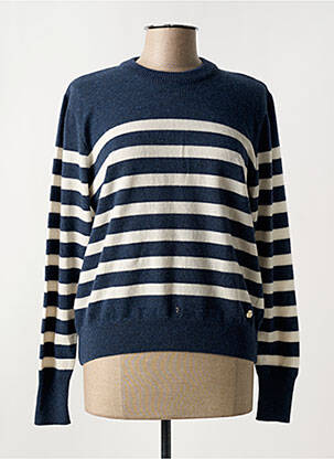 Pull tissage chiné manches longues bleu ROYAL MER femme