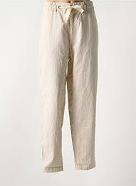 Pantalon droit tissage crêpe taille haute beige MAT DE MISAINE femme