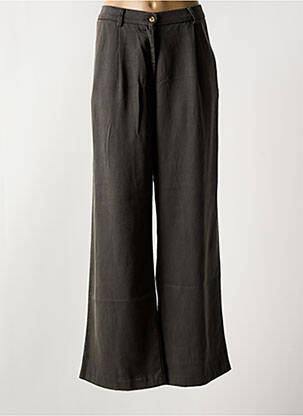 Pantalon large fermeture zippée sous rabat boutonné taille haute gris YERSE femme
