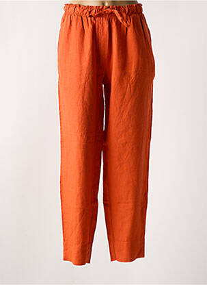Pantalon droit tissage crêpe taille haute orange MAT DE MISAINE femme