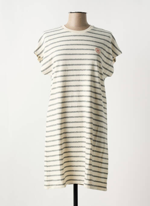 Robe mi-longue manches courtes manches courtes beige ROYAL MER femme