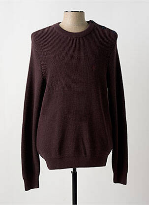 Pull col rond manches longues marron FAGUO homme