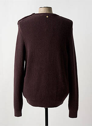 Pull col rond manches longues marron FAGUO homme