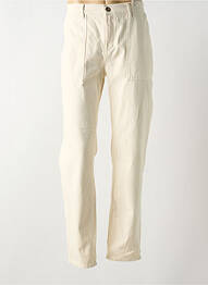 Jeans coupe droite fermeture zippée sous rabat boutonné taille normale beige FAGUO homme