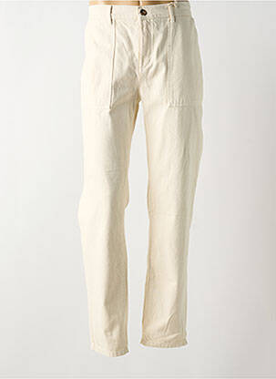 Jeans coupe droite fermeture zippée sous rabat boutonné taille normale beige FAGUO homme