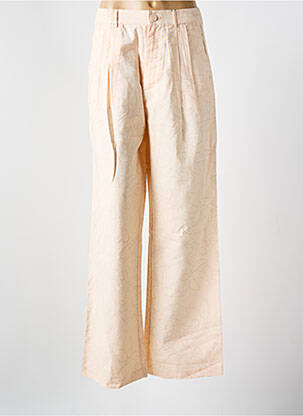 Pantalon large fermeture zippée sous rabat boutonné taille haute rose DESIGUAL femme