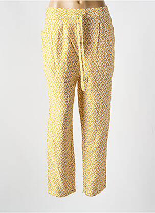 Pantalon droit tissage crêpe taille haute jaune THE KORNER femme