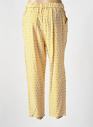 Pantalon droit tissage crêpe taille haute jaune THE KORNER femme