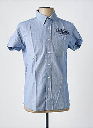 Chemise manches courtes coupe cintrée bleu TEDDY SMITH homme