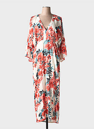 Robe longue imprimé fleurs manches 3/4 rouge LEE COOPER femme