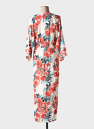 Robe longue imprimé fleurs manches 3/4 rouge LEE COOPER femme