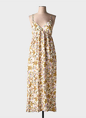 Robe mi-longue imprimé fantaisie sans manche beige THE KORNER femme