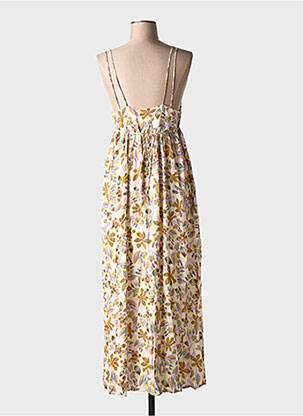 Robe mi-longue imprimé fantaisie sans manche beige THE KORNER femme
