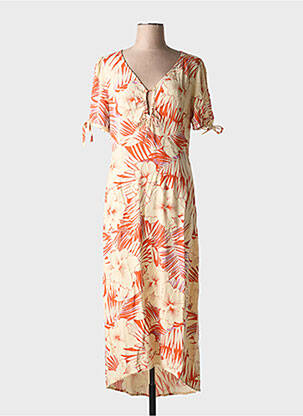 Robe longue imprimé fantaisie manches courtes orange LPB femme