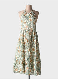 Robe mi-longue imprimé fantaisie sans manche vert LEE COOPER femme