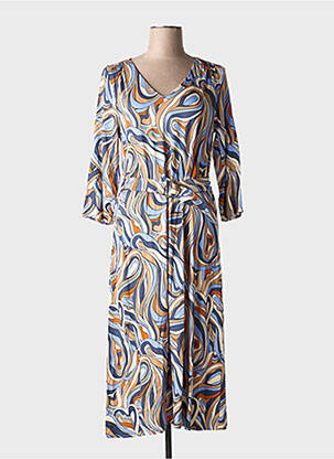 Robe longue imprimé fantaisie manches 3/4 bleu LOLA ESPELETA femme