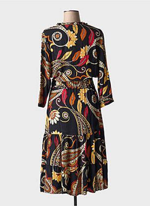Robe mi-longue imprimé fantaisie manches longues noir LEE COOPER femme