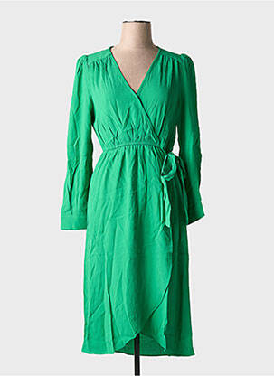 Robe mi-longue manches longues manches longues vert ORFEO femme