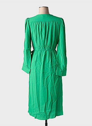 Robe mi-longue manches longues manches longues vert ORFEO femme