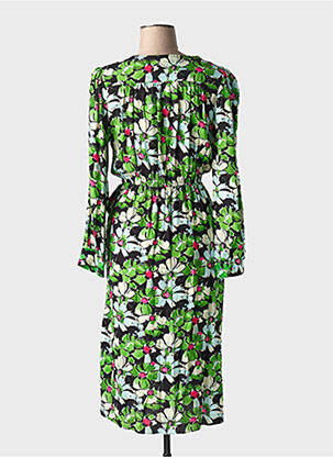 Robe mi-longue imprimé fantaisie manches longues vert ORFEO femme