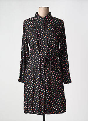 Robe mi-longue imprimé fantaisie manches longues noir DIPLODOCUS femme