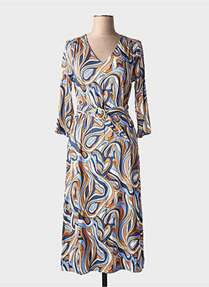 Robe mi-longue manches 3/4 manches 3/4 bleu LOLA ESPELETA femme