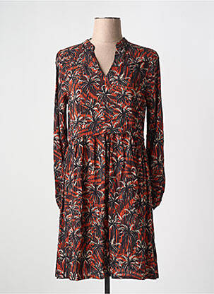 Robe mi-longue imprimé fantaisie manches longues noir DIPLODOCUS femme