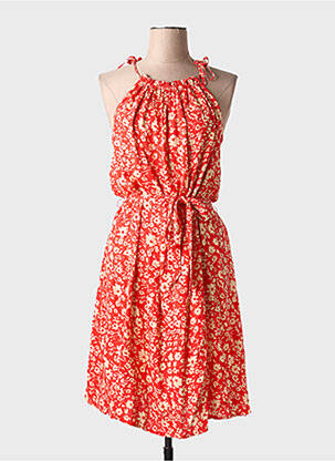 Robe mi-longue imprimé fleurs sans manche rouge FREEMAN T.PORTER femme