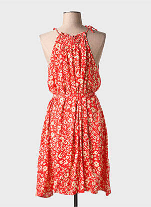 Robe mi-longue imprimé fleurs sans manche rouge FREEMAN T.PORTER femme