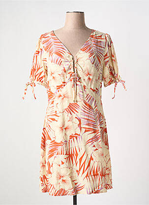 Robe mi-longue imprimé fantaisie manches courtes beige LPB femme