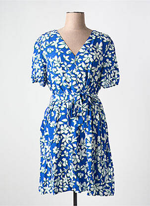 Robe mi-longue imprimé fantaisie manches courtes bleu TEDDY SMITH femme