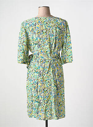 Robe mi-longue imprimé fleurs manches courtes vert FREEMAN T.PORTER femme