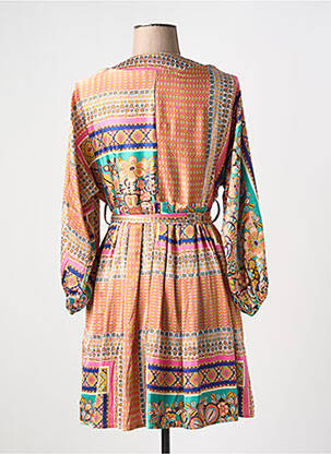 Robe mi-longue imprimé fantaisie manches longues orange MOLLY BRACKEN femme